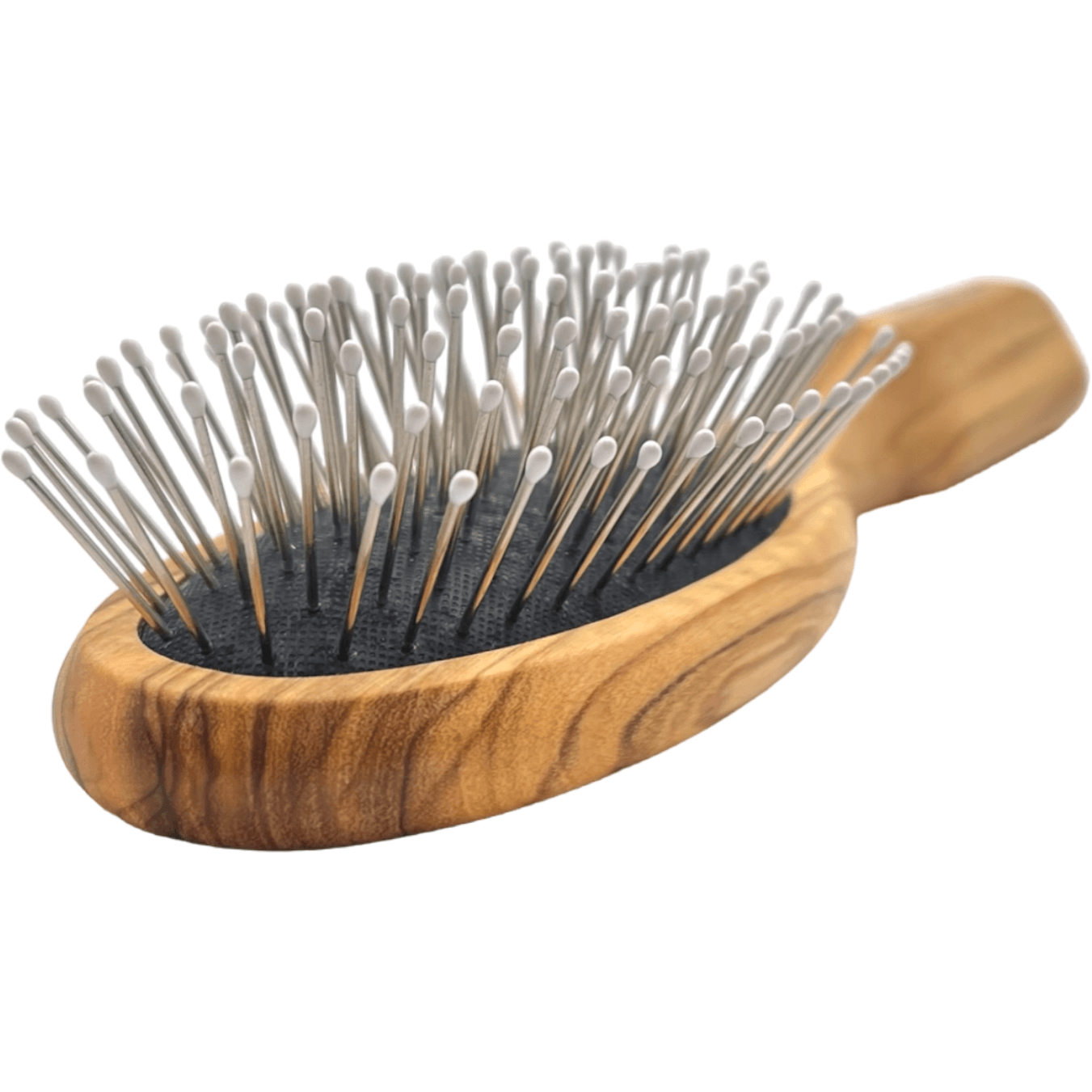 Dural Olive wood hair brush with rubber cushion, steel pins with ball tips