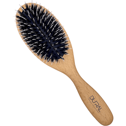 Dural Beech Wood rubber cushion hair brush with wild boar bristles and styling pins