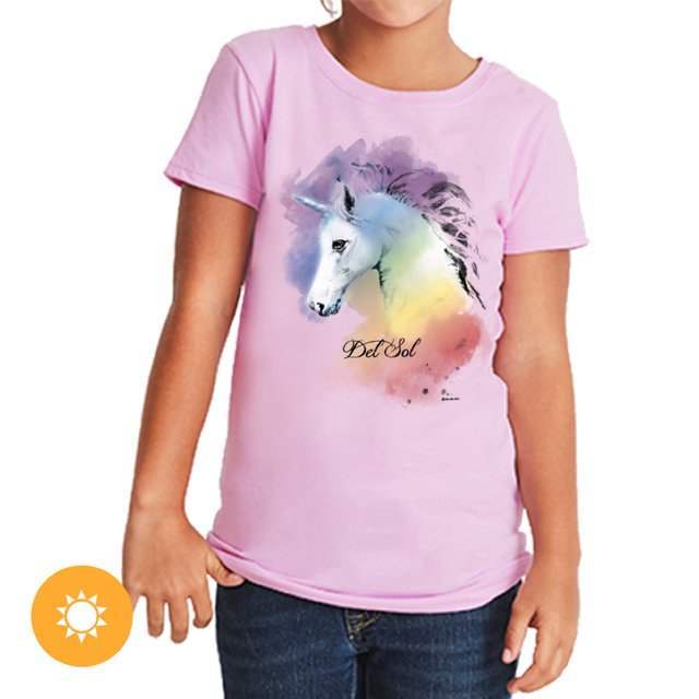 Girls Crew Tee - Unicorn - Lilac by DelSol for Women - 1 Pc T-Shirt (YXL)