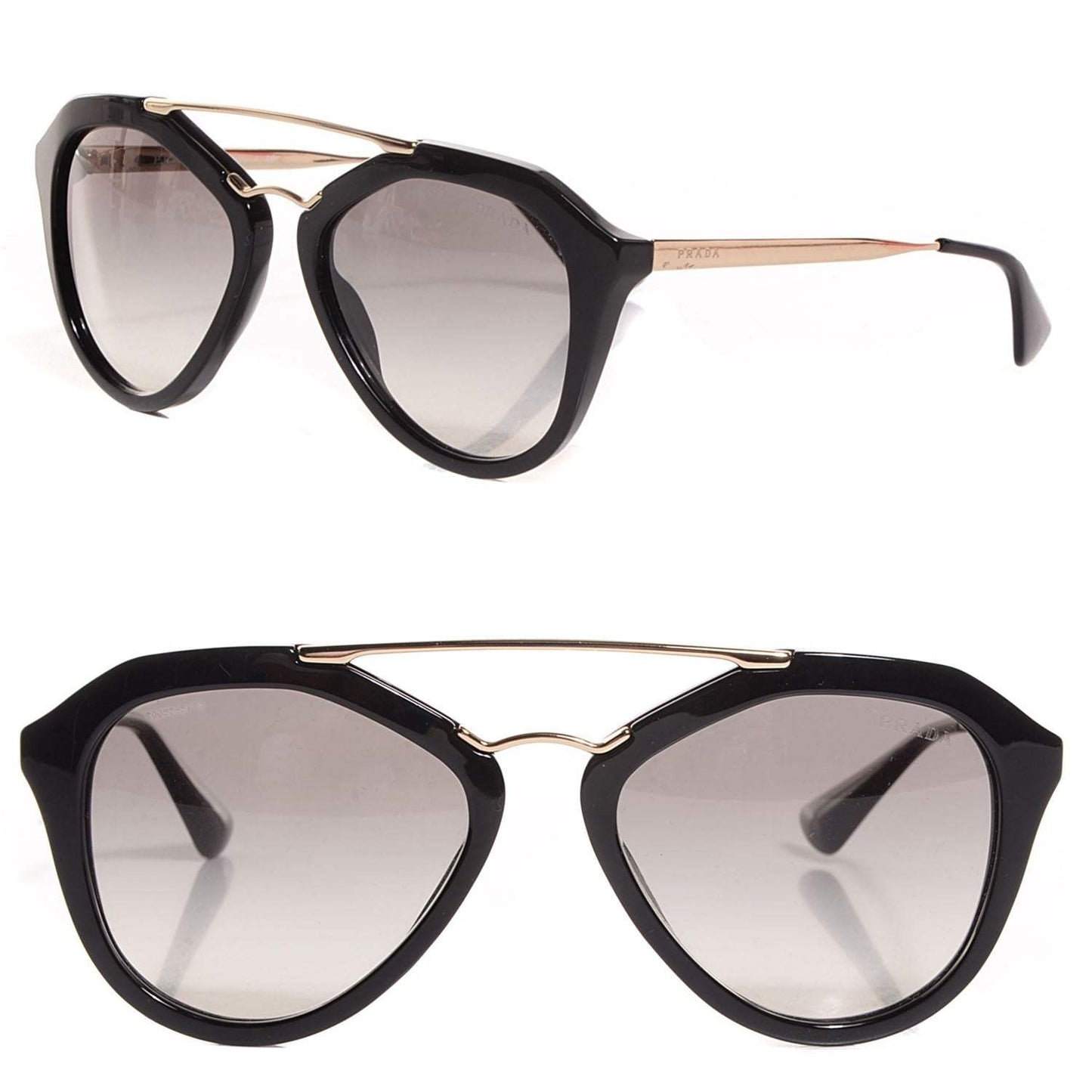 Prada SPR 12Q 1AB-1C0 - Gold Black-Light Brown by Prada for Women - 54-18-135 mm Sunglasses