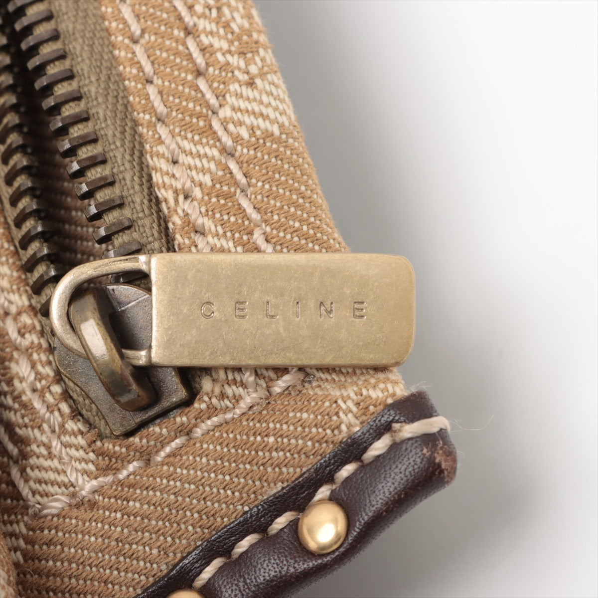 Celine Triomphe Canvas & Leather Vintage Waist Bag Beige