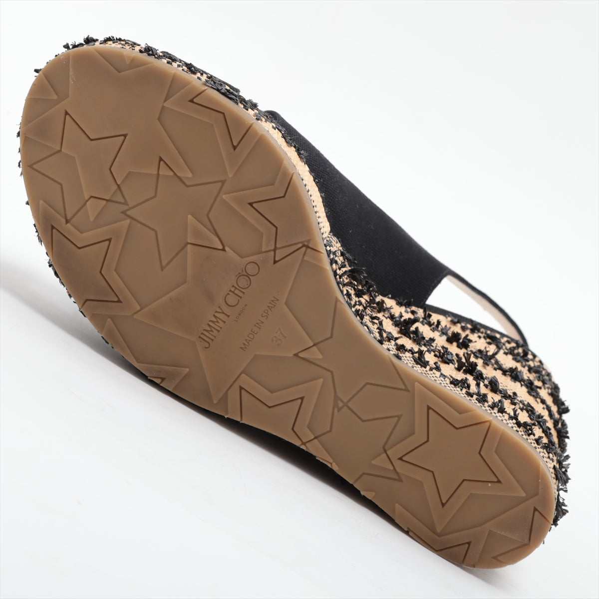 Jimmy Choo Canvas Leather Wedge Sandal Black