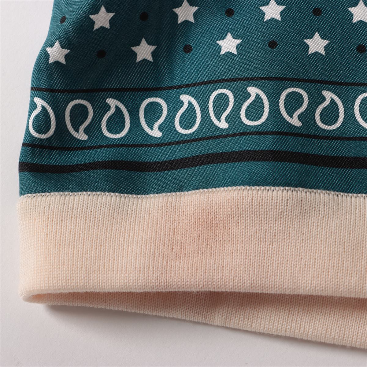 Hermes Eperon d'or Golden Spur Silk/Wool Long Sleeve Vintage Dress Blue x Ivory