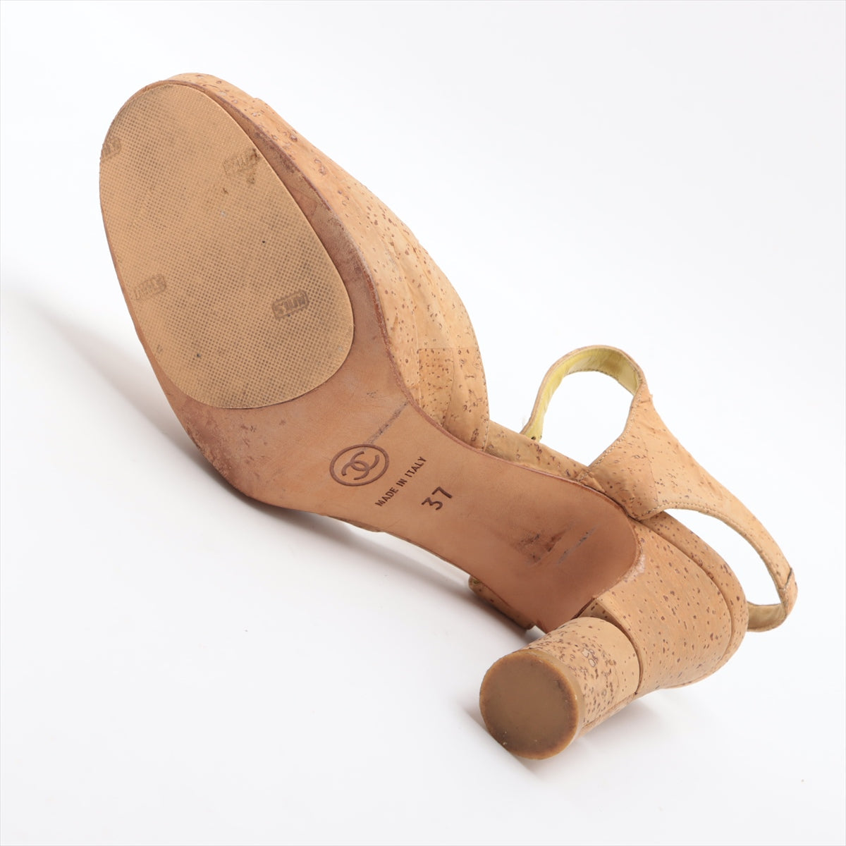 Chanel Strap Wine Cork Sandal Beige