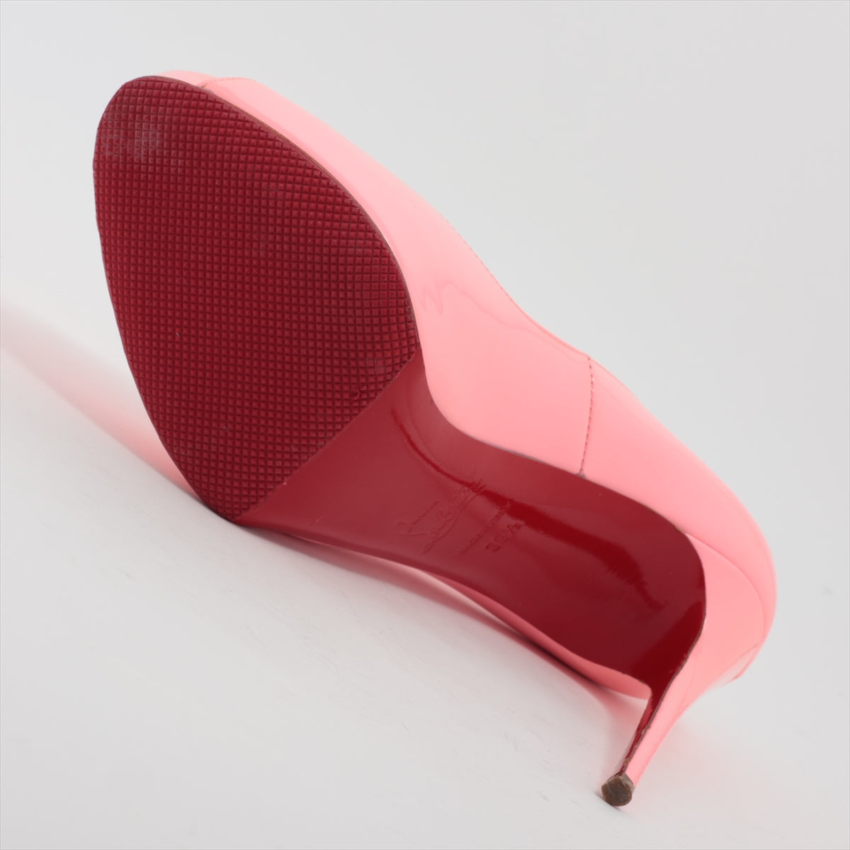 Christian Louboutin Patent Leather Open-toe Pump Pink