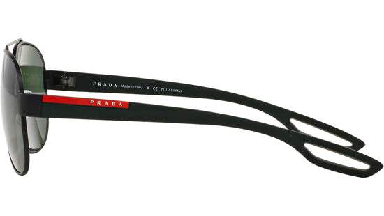 Prada SPS 55Q DG0-5X1 - Black Rubber-Grey Green Polarized by Prada for Men - 59-14-140 mm Sunglasses