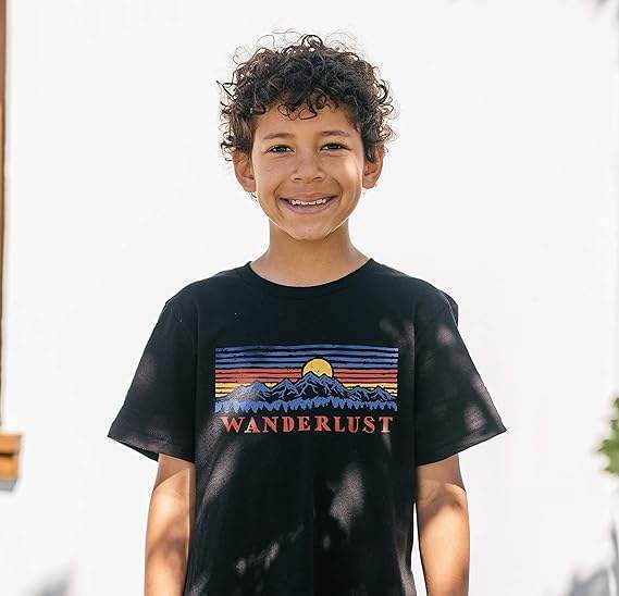 Men Crew Tee - Mountain Scene - Black by DelSol for Men - 1 Pc T-Shirt (YS)