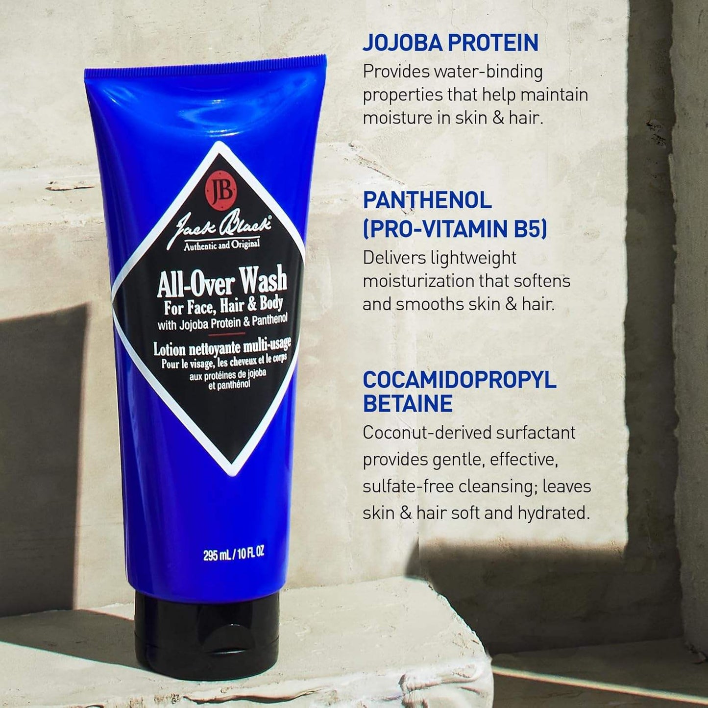 All-Over Wash for Face Hair and Body by Jack Black for Men - 10 oz Body Wash