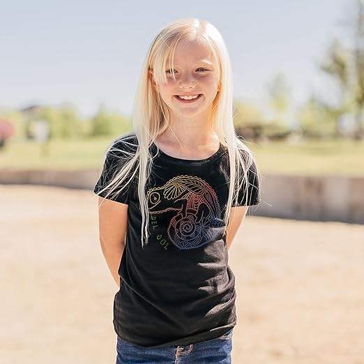 Girls Crew Tee - Chameleon - Black by DelSol for Women - 1 Pc T-Shirt (YM)