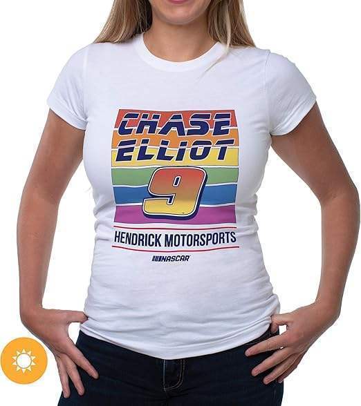 NASCAR Womens Crew Tee - Chase Elliot - 2 White by DelSol for Women - 1 Pc T-Shirt (L)