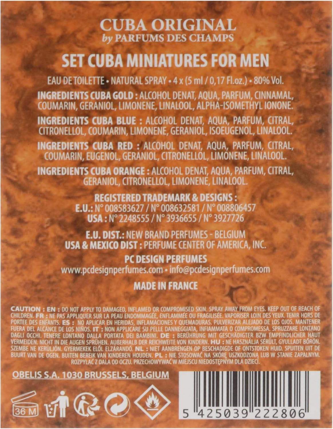 Cuba by Cuba for Men - 4 Pc Mini Gift Set cuba gold, cuba red, cuba blue, cuba orange (5ml each)