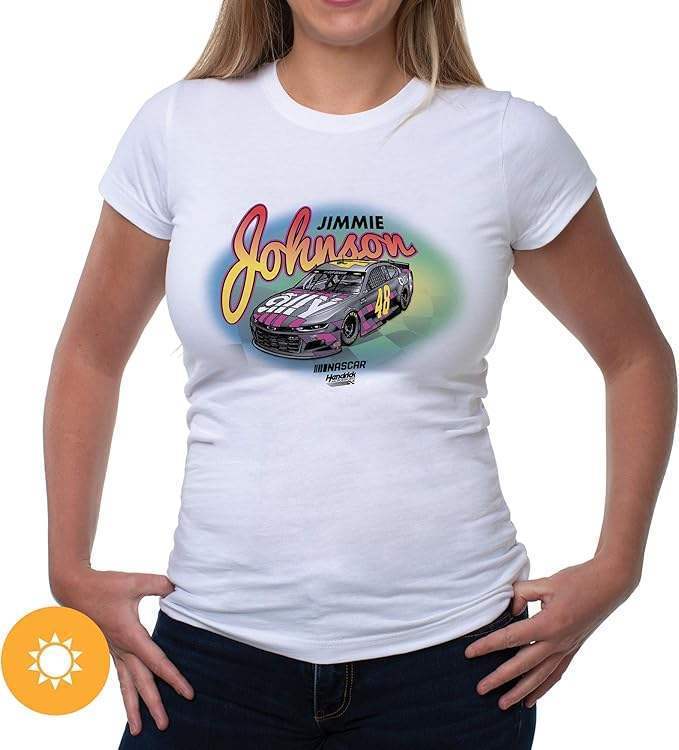 NASCAR Womens Crew Tee - Jimmie Johnson - 7 White by DelSol for Women - 1 Pc T-Shirt (M)