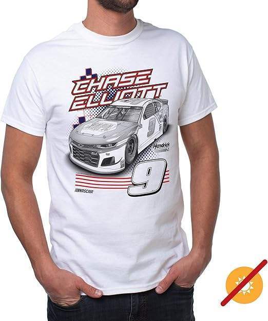 NASCAR Mens Classic Crew Tee - Chase Elliot - 1 White by DelSol for Men - 1 Pc T-Shirt (S)