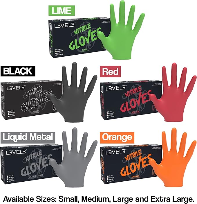 L3VEL3 Professional Nitrile Gloves Lime - 10 Pack, 1000 ct