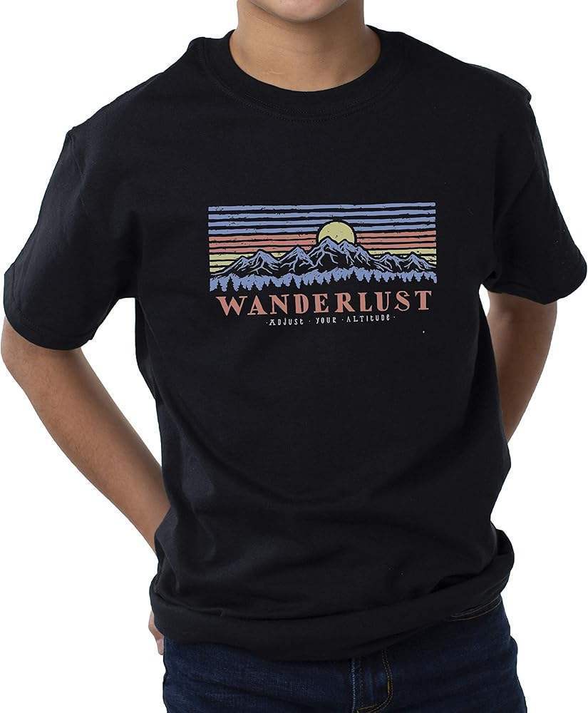 Men Crew Tee - Mountain Scene - Black by DelSol for Men - 1 Pc T-Shirt (YS)