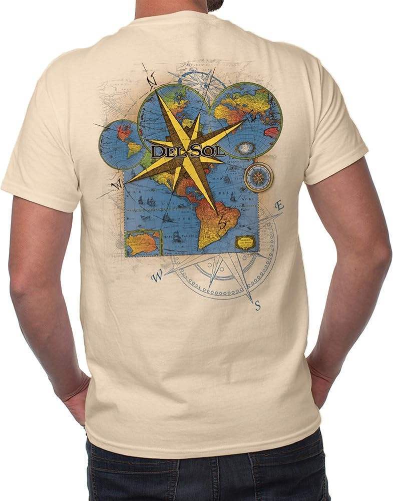 Men Classic Crew Tee - Lost Atlas - Beige by DelSol for Men - 1 Pc T-Shirt (2XL)