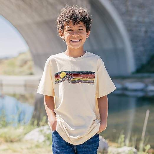 Men Crew Tee - Sunset Wave - Beige by DelSol for Men - 1 Pc T-Shirt (YM)