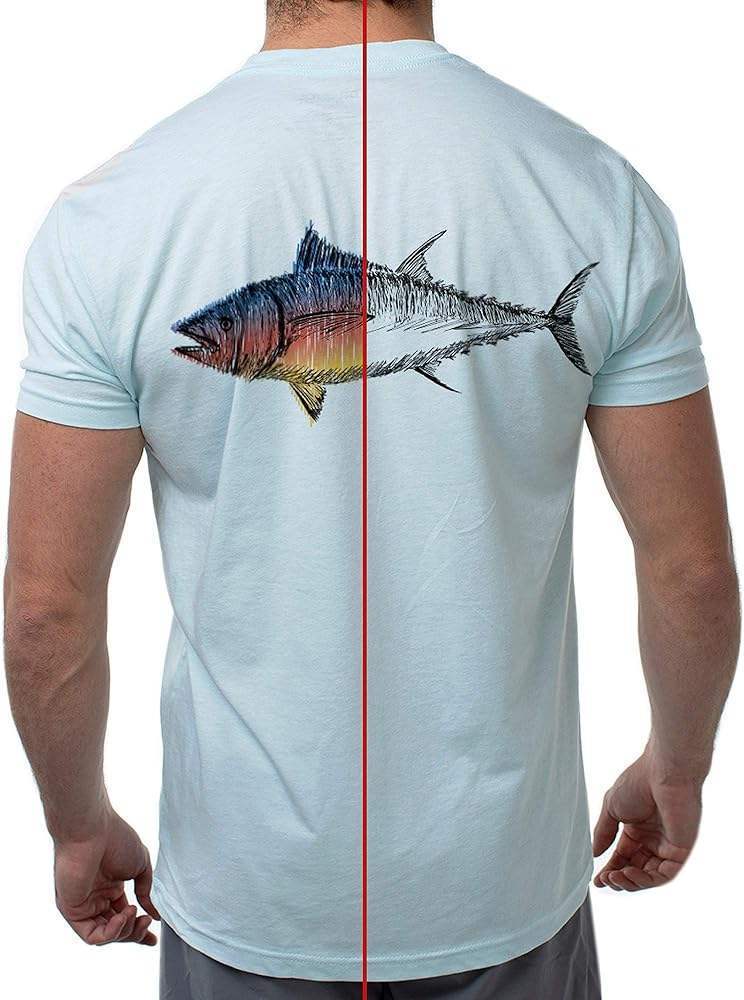 Men Classic Crew Tee - Big Fish-Ice Blue by DelSol for Men - 1 Pc T-Shirt (2XL)