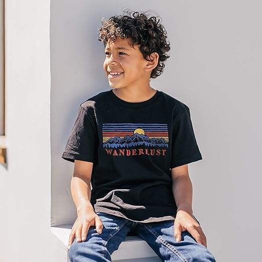 Men Crew Tee - Mountain Scene - Black by DelSol for Men - 1 Pc T-Shirt (YXS)