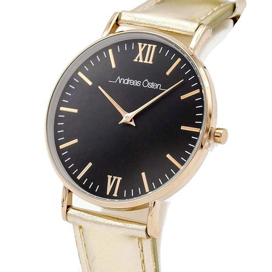 AO-187 Hygge - Gold/Black Leather Strap Watch by Andreas Osten for Women - 1 Pc Watch