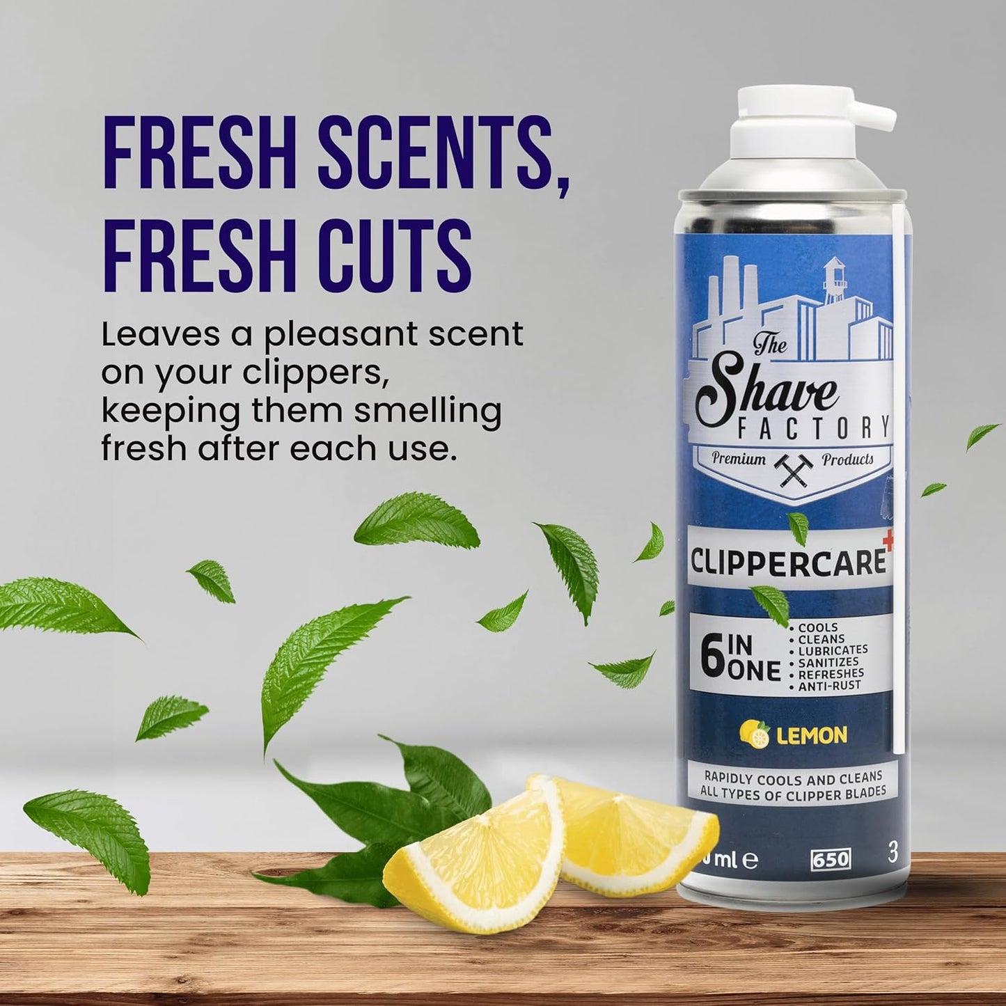 The Shave Factory ClipperCare PLUS+ 6in1 Spray LEMON - 500ml / 16.9 oz