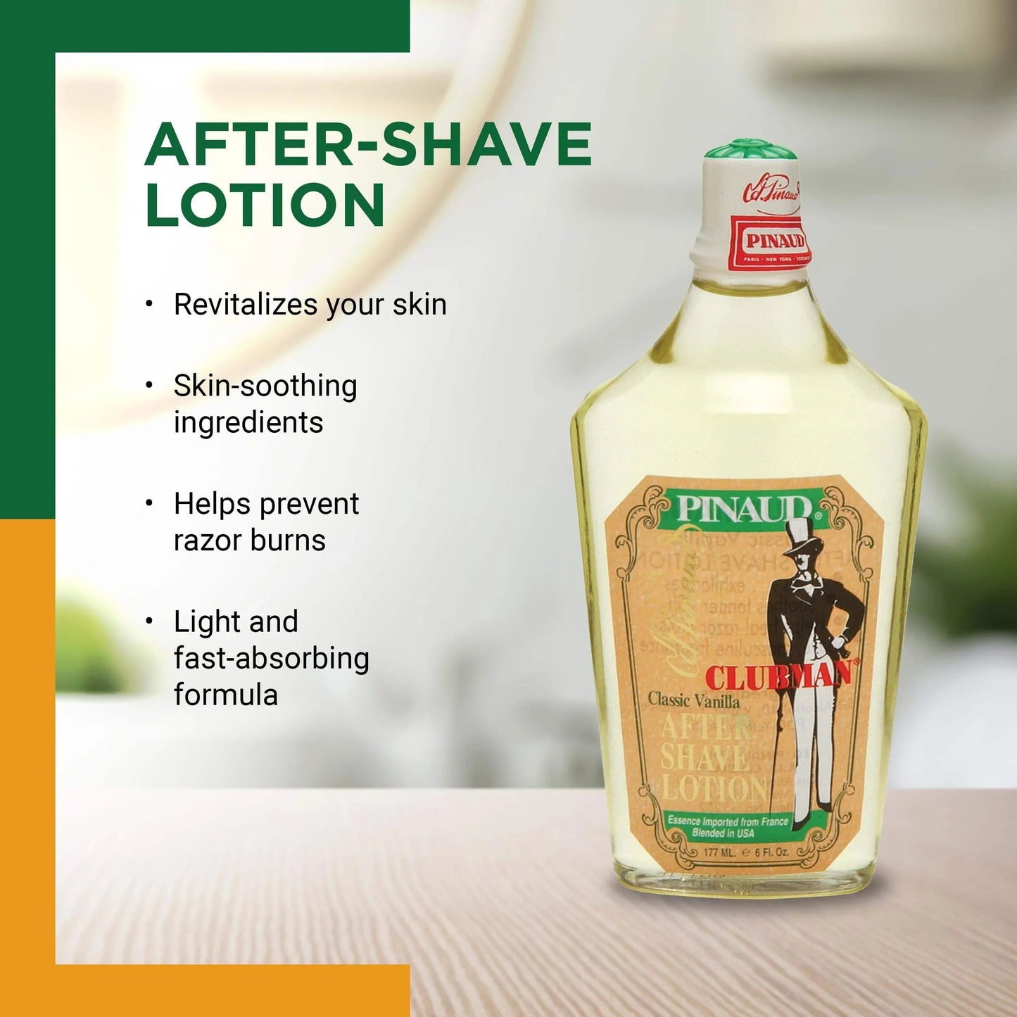 Clubman Classic Vanilla After Shave Lotion, 177ml / 6 oz
