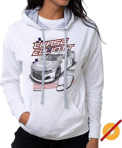 NASCAR Hooded Sweatshirt - Chase Elliot - 1 White by DelSol for Women - 1 Pc T-Shirt (2XL)