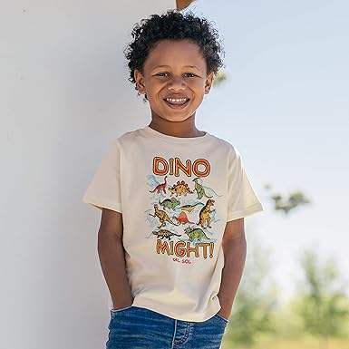 Kids Crew Tee - Dino Might - Beige by DelSol for Kids - 1 Pc T-Shirt (2T)
