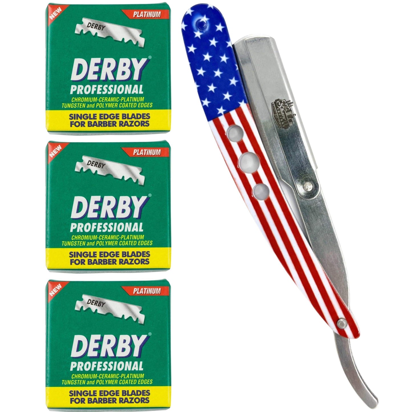 The Shave Factory Straight Edge Razor Kit (300 / Derby Professional Single Edge Razor Blades) - BarberSets