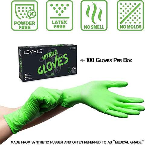 Level 3 Nitrile Gloves (100ct) - Lime Small Small