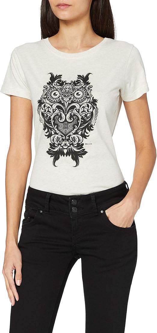 Women Crew Tee - Ornate Owl - Grey by DelSol for Women - 1 Pc T-Shirt (2XL)