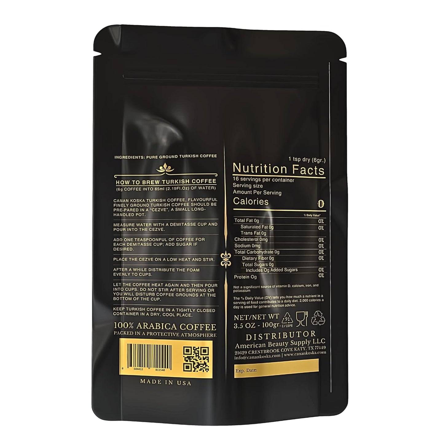 Canan Koska Turkish Coffee Medium Roast Ground Coffee 100% Arabica