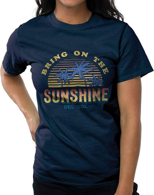 Women Crew Tee - Bring On The Sunshine - Indigo by DelSol for Women - 1 Pc T-Shirt (Large)