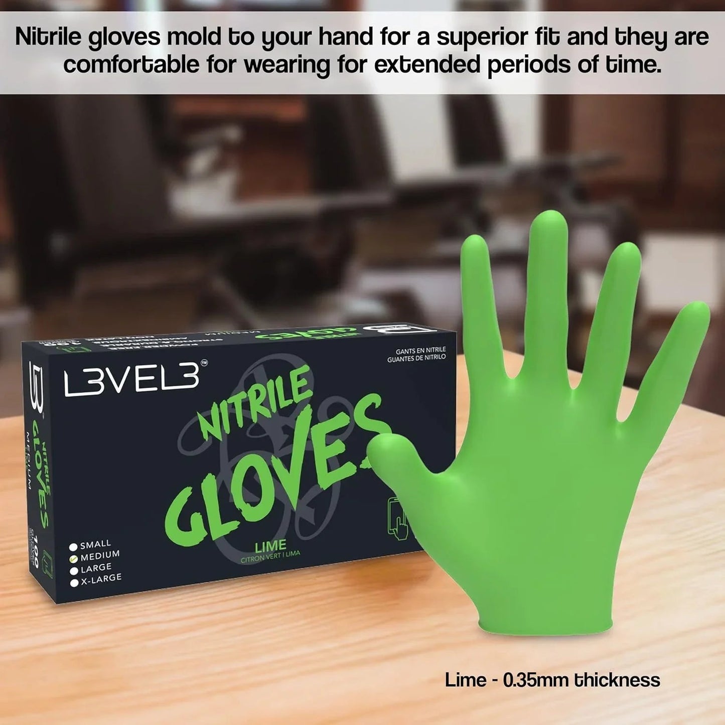 L3VEL3 Professional Nitrile Gloves Lime - 100 ct