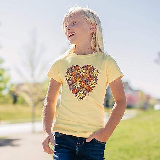Kids Crew Tee - I Heart Flowers by DelSol for Kids - 1 Pc T-Shirt (YXS)