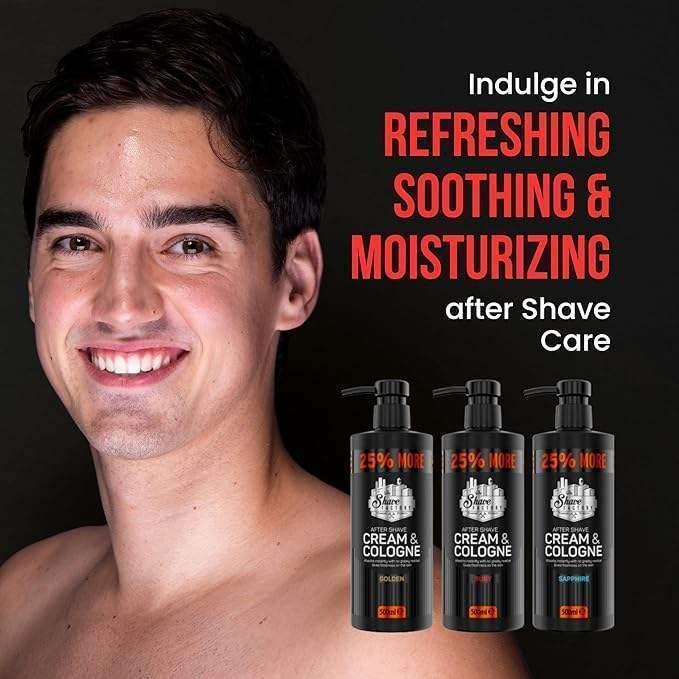 The Shave Factory After Shave Cream & Cologne 2 in 1 Sapphire 500ml / 16.9 oz Multipack