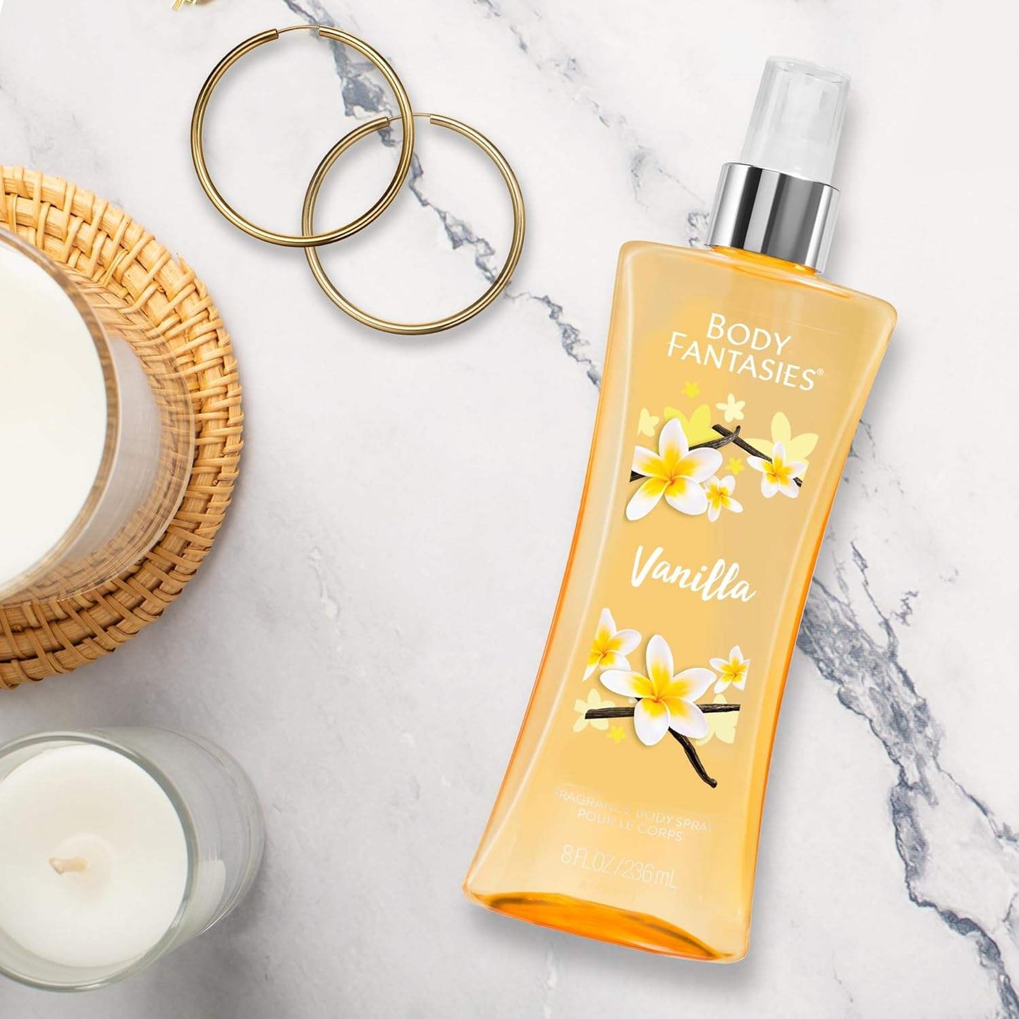 Vanilla Body Spray by Body Fantasies for Women - 8 oz Body Spray - Pack of 6