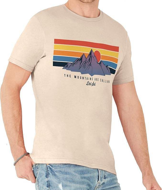 Men Classic Crew Tee - Mountain Calling by DelSol for Men - 1 Pc T-Shirt (Large)