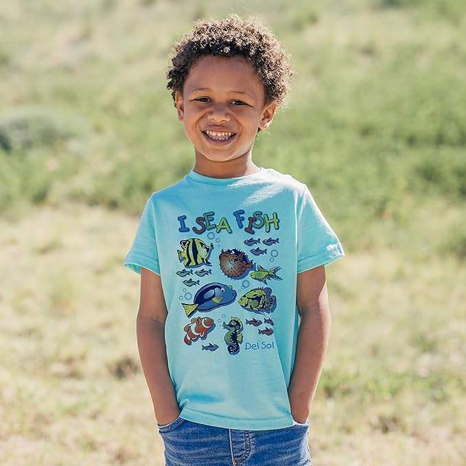 Kids Crew Tee - I Sea Fish - Chill by DelSol for Kids - 1 Pc T-Shirt (5/6T)