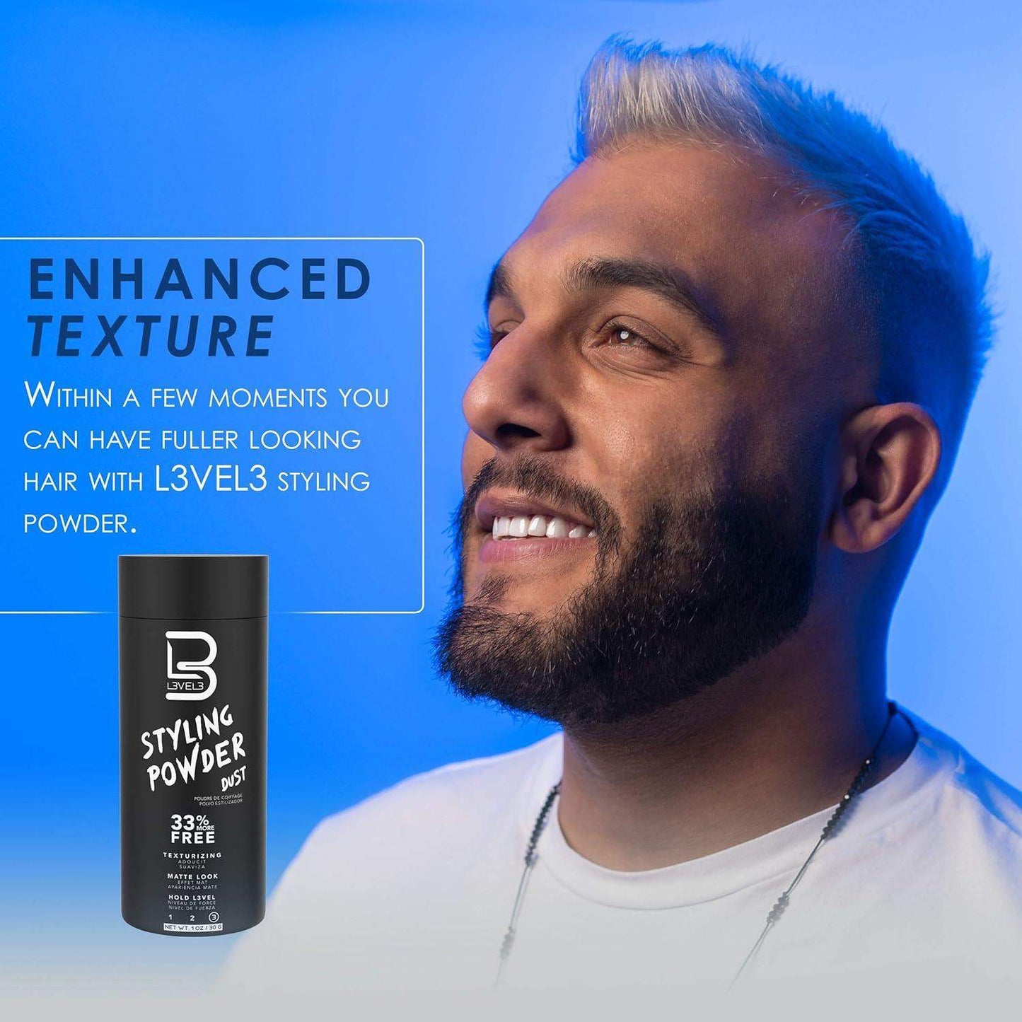 L3 Level3 Styling Powder - Natural Look Mens Powder - Easy to Apply with No Oil or Greasy Residue- 30 Grams(1 oz.) - BarberSets