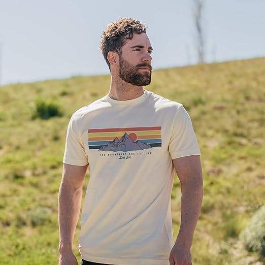 Men Classic Crew Tee - Mountain Calling by DelSol for Men - 1 Pc T-Shirt (Large)