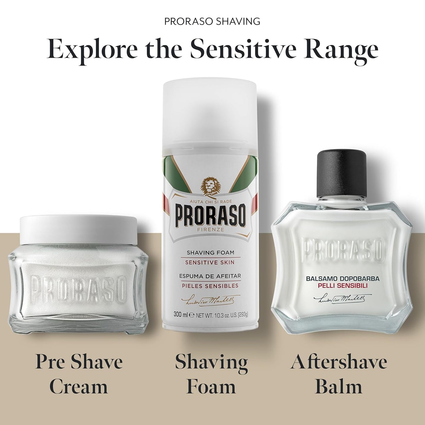 Proraso Pre Shave Cream Sensitive Skin White 3.6 oz - 6 Pack