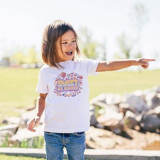 Girls Crew Tee - Sweet As Candy - White by DelSol for Women - 1 Pc T-Shirt (4T)