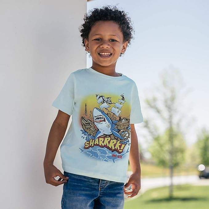 Kids Crew Tee - Sharrrk by DelSol for Kids - 1 Pc T-Shirt (YM)
