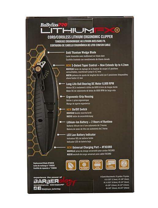 Babyliss Pro Lithiumfx Cord / Cordless Ergonomic Clipper - Gold BB-FX673NS - BarberSets