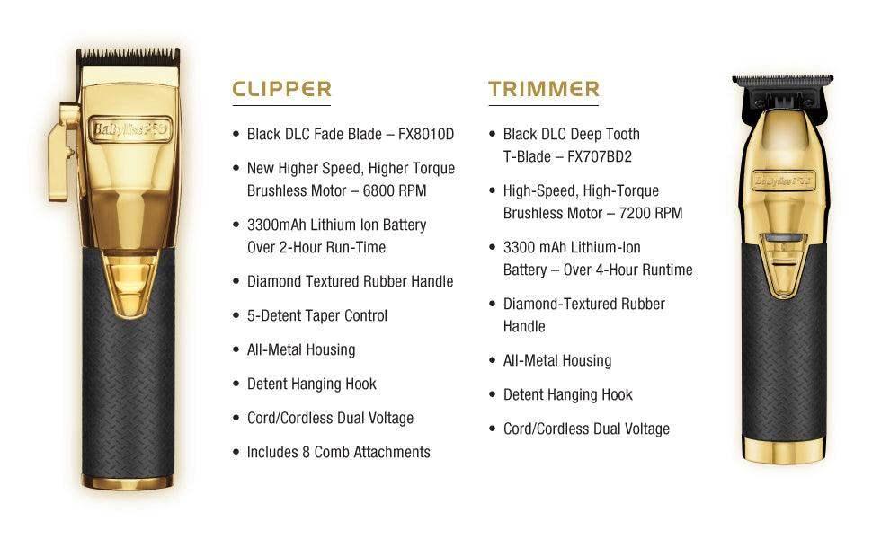 BABYLISS PRO GOLDFX Boost+ Metal Lithium Clipper FX870GBP - BarberSets