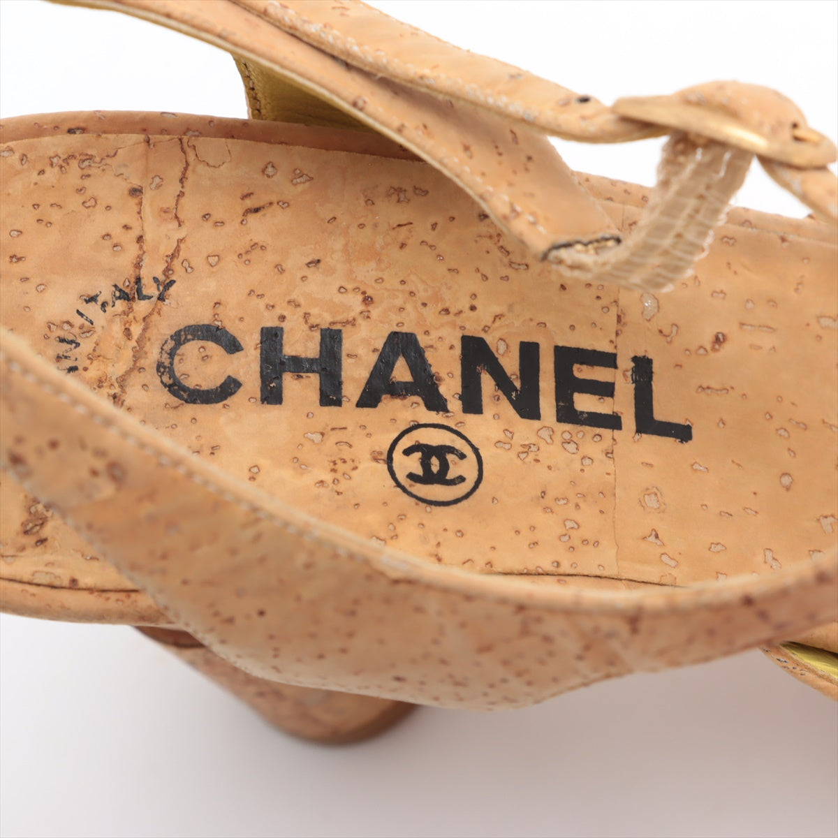 Chanel Strap Wine Cork Sandal Beige