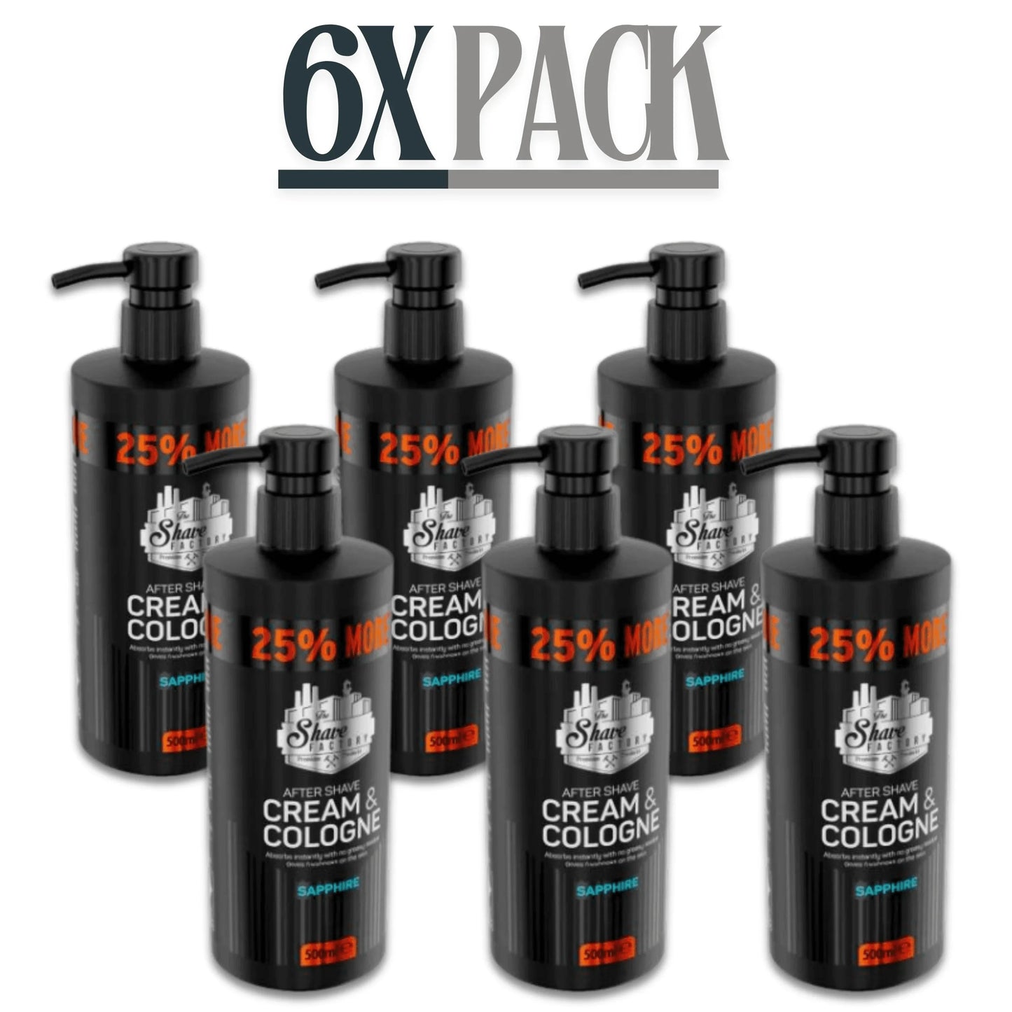 The Shave Factory After Shave Cream & Cologne 2 in 1 Sapphire 500ml / 16.9 oz Multipack