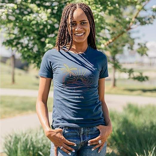 Men Crew Tee - Sunny Beach - Indigo by DelSol for Men - 1 Pc T-Shirt (Medium)