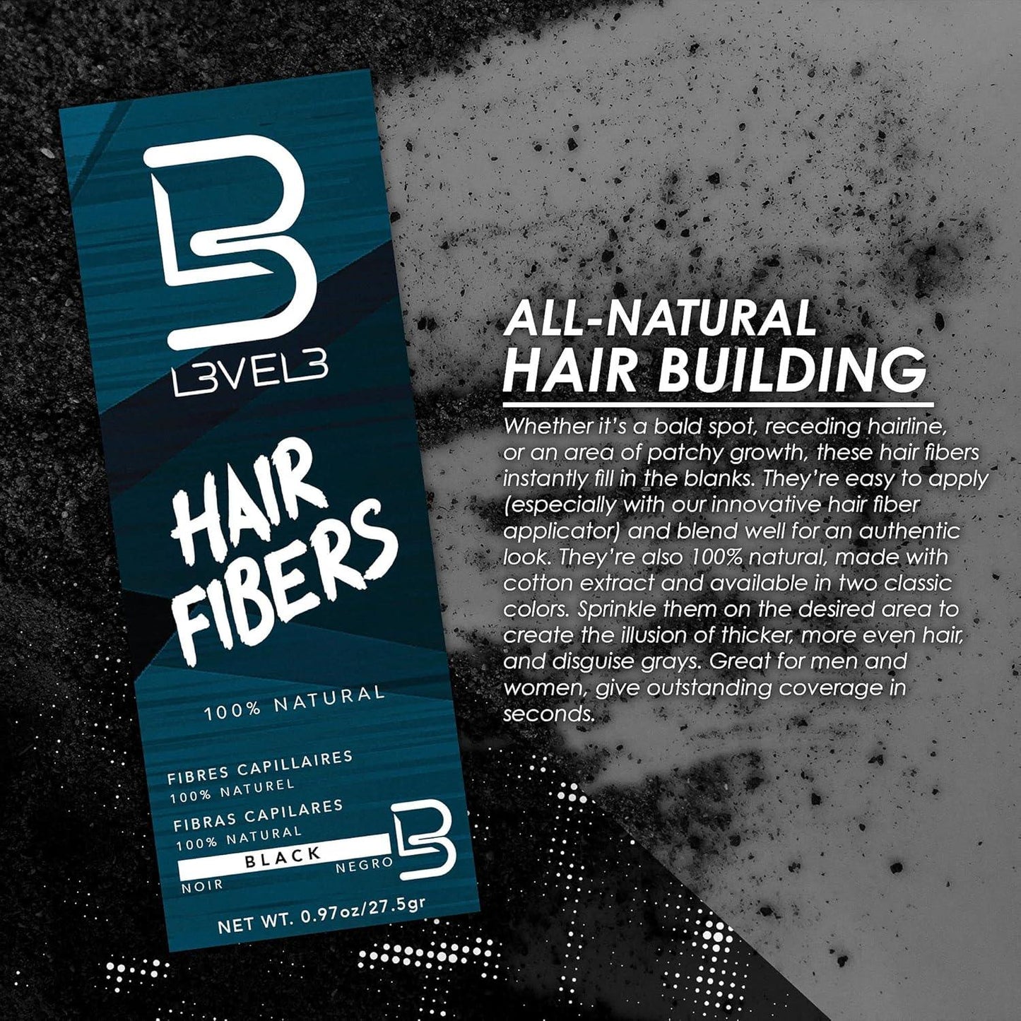 L3VEL3 Hair Fibers Black 30ml / 0.97 oz - Multipack